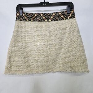Zara Tweed tribal accent raw hem mini Skirt